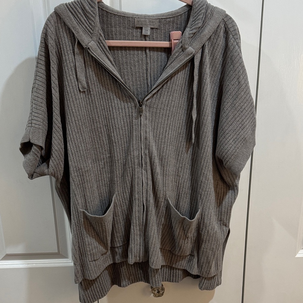 Barefoot Dreams Cozy Chic Ultra Lite Hooded Ribbed Full Zip Sweater